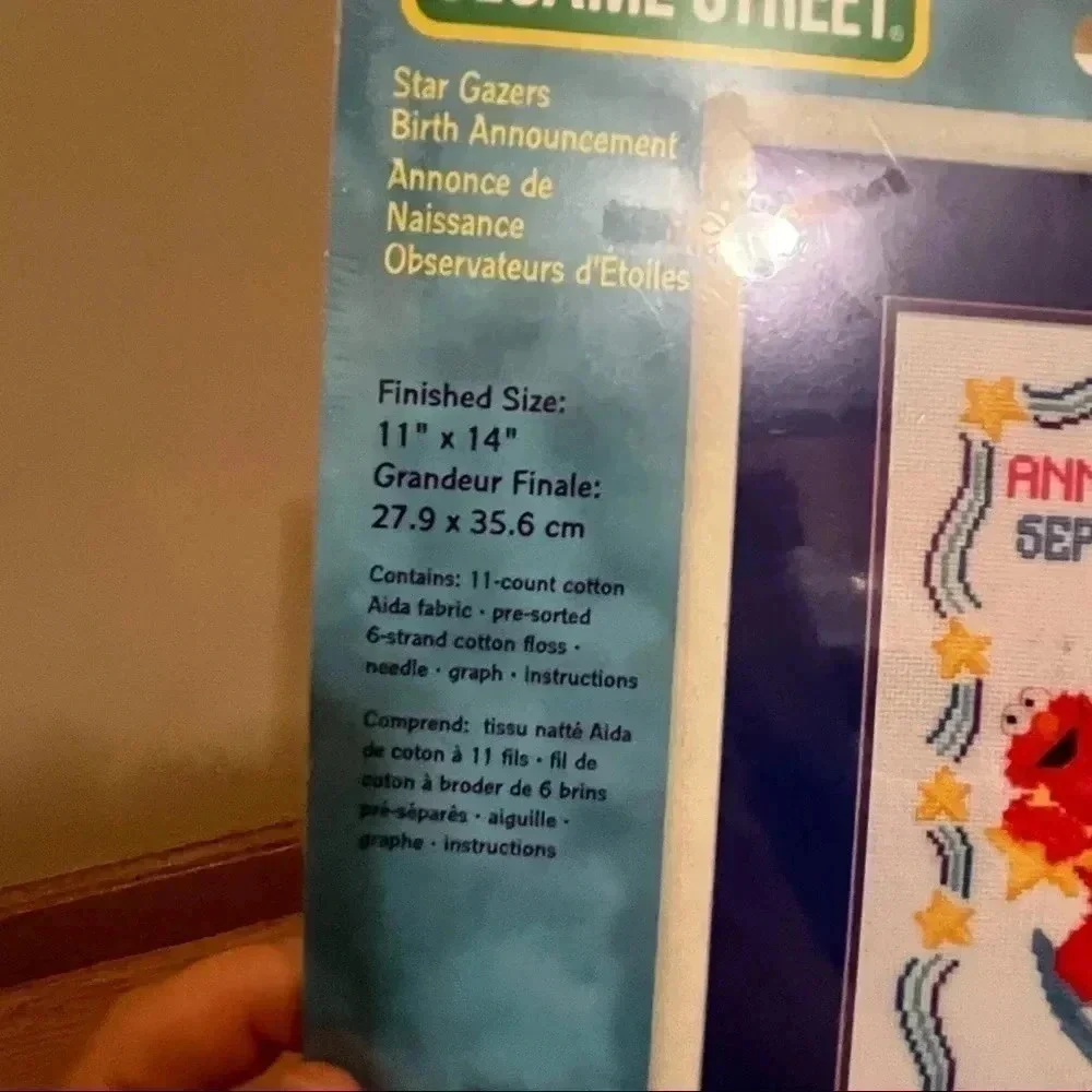 Janlynn Sesame Street Counted Cross Stitch Birth Announcement NEW Big Bird Elmo